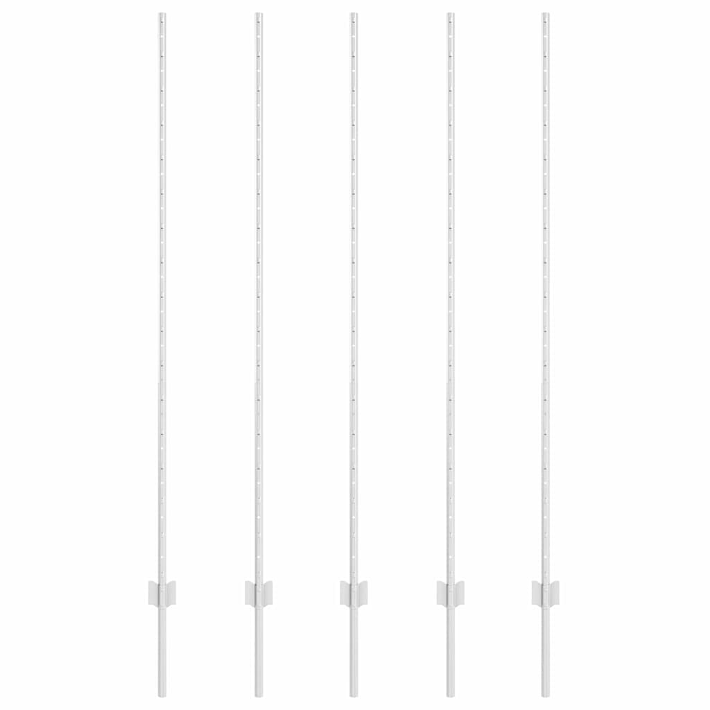 Fence Post 5 pcs Silver 160 cm Steel