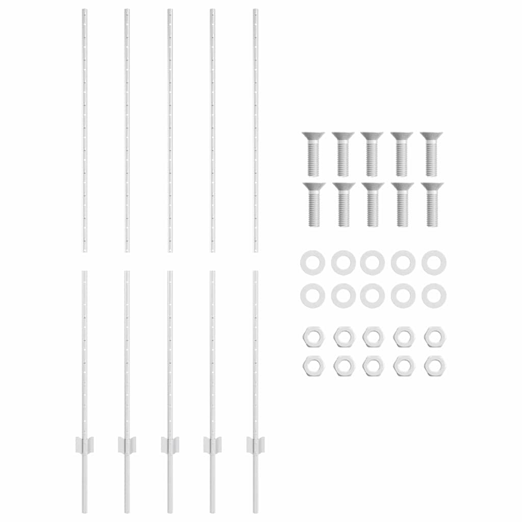 Fence Post 5 pcs Silver 160 cm Steel