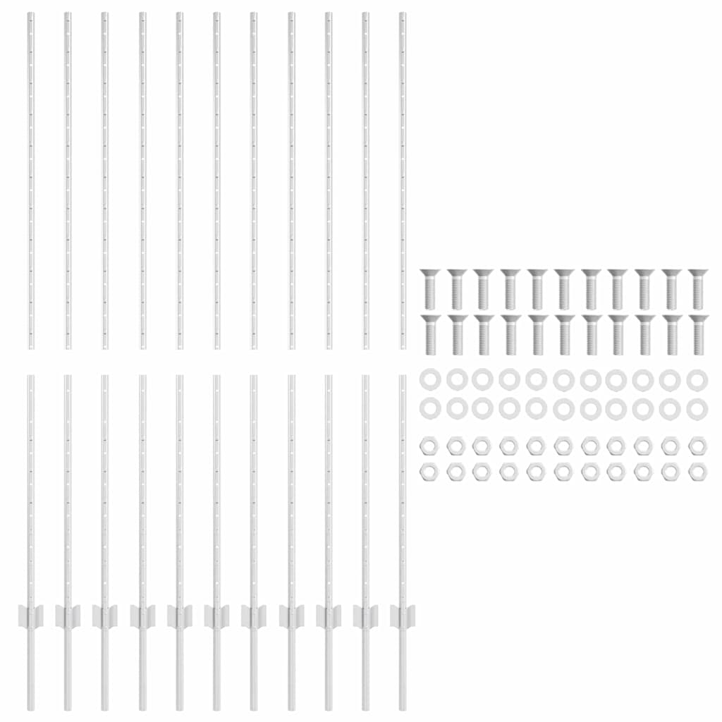 Fence Post 11 pcs Silver 160 cm Steel