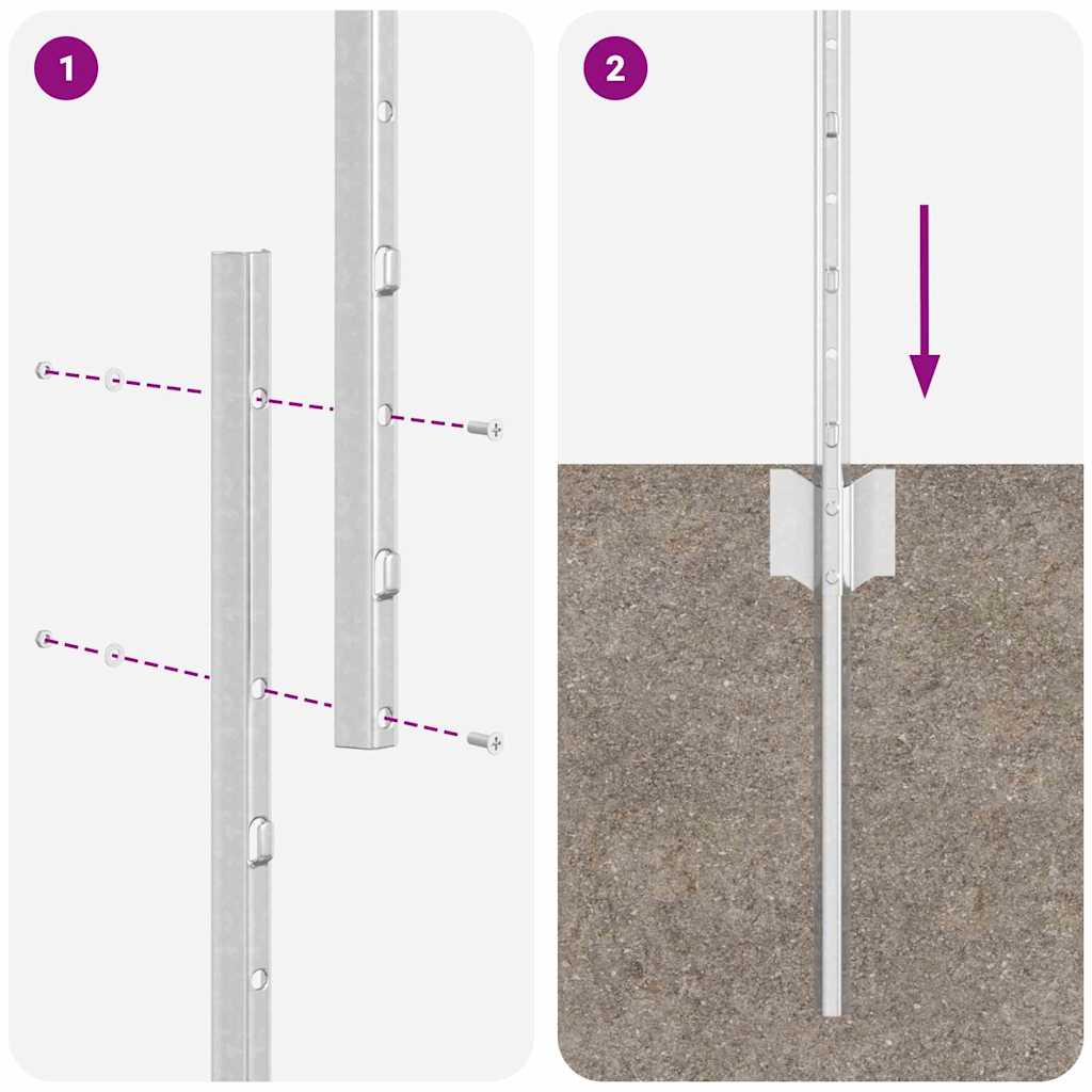 Fence Post 11 pcs Silver 160 cm Steel