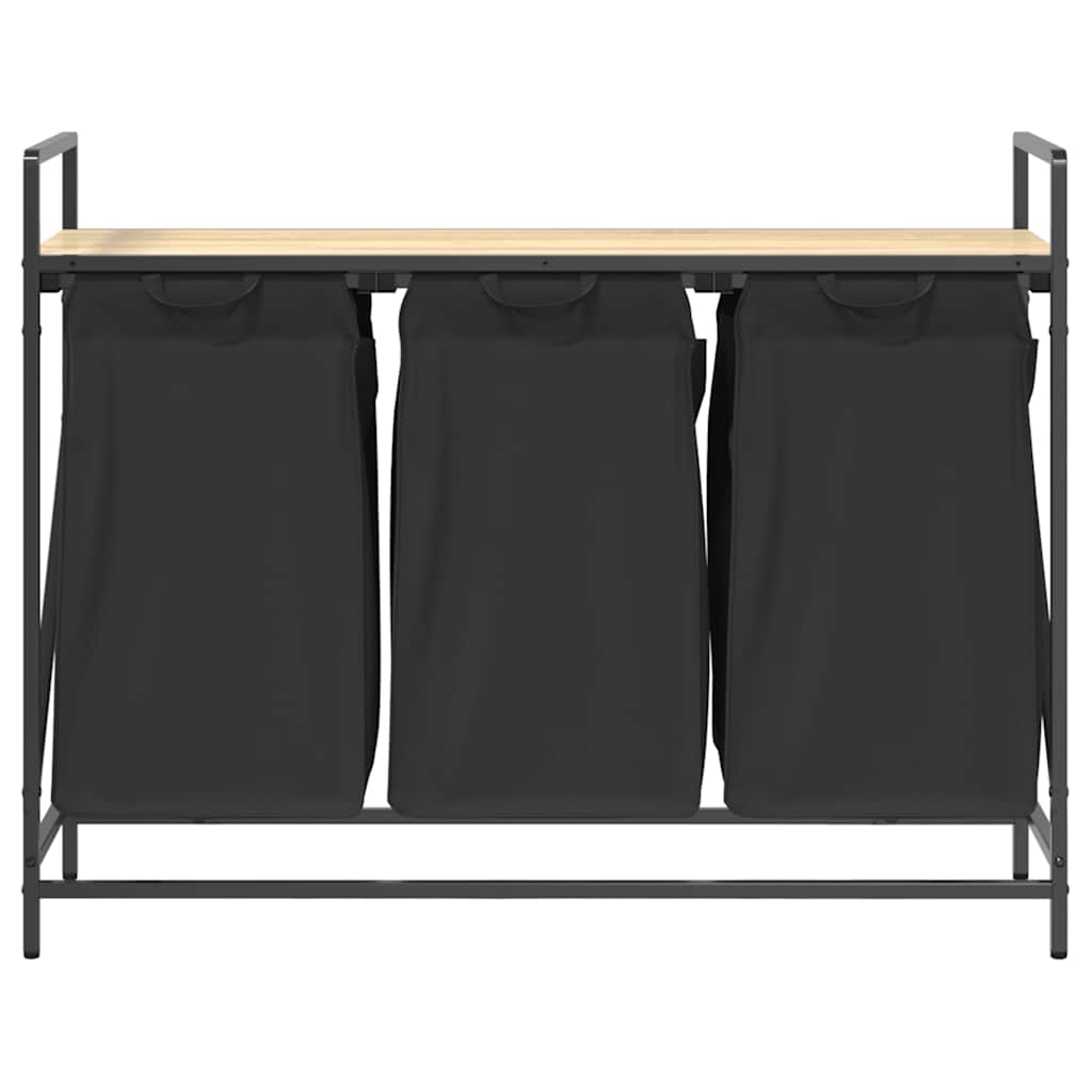 Laundry Basket 3 Compartments with Shelf Sonoma Oak