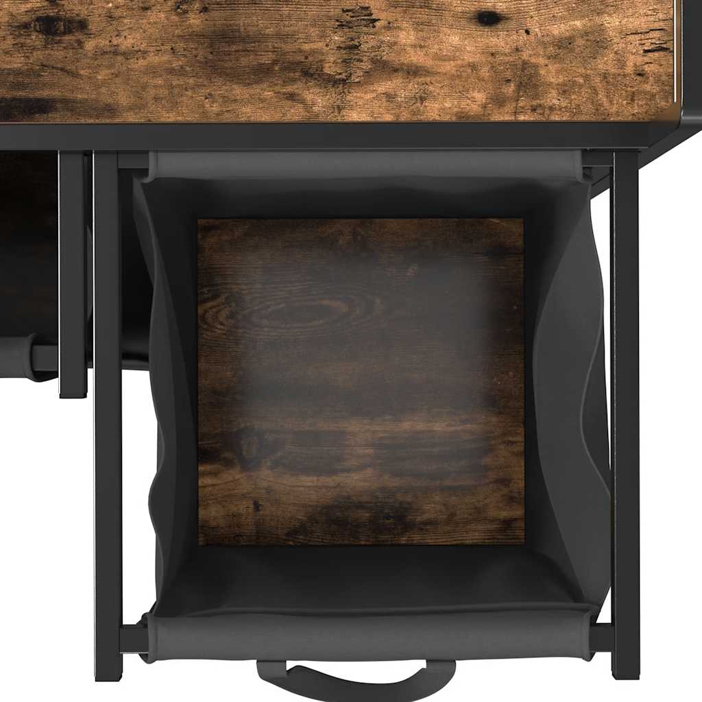 Laundry Basket 3 Compartments with Shelf Smoked Oak
