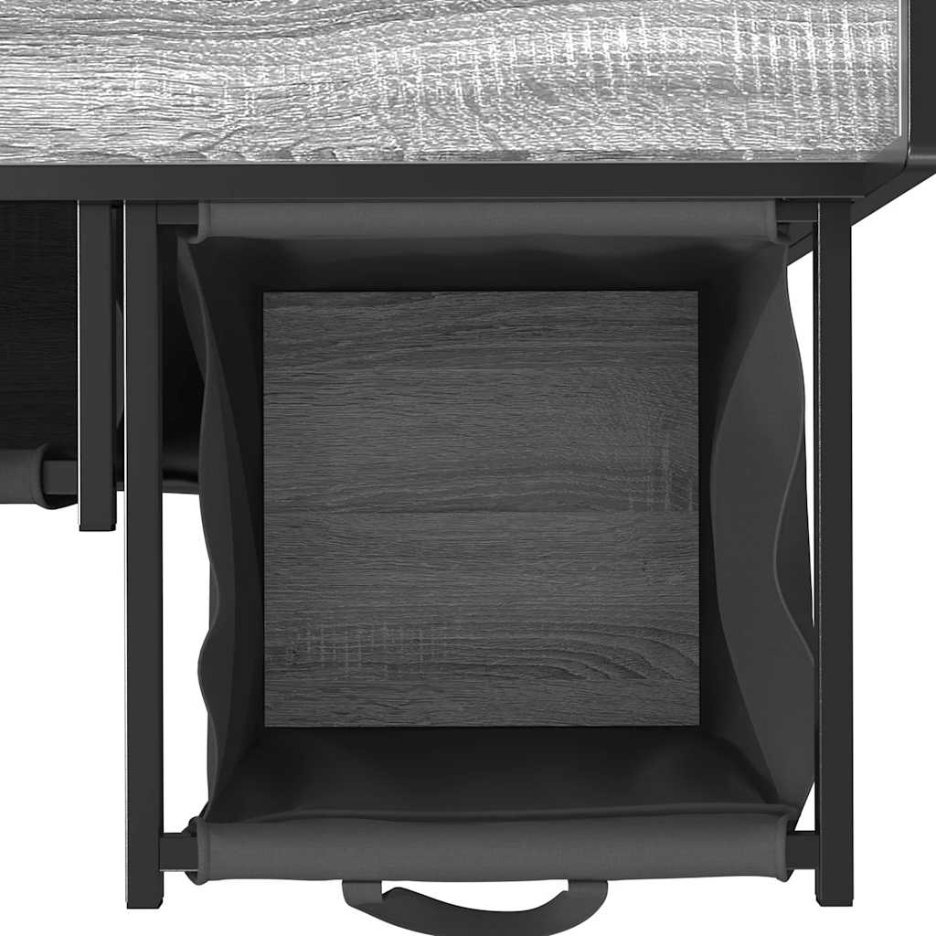 Laundry Basket 3 Compartments with Shelf Grey Sonoma