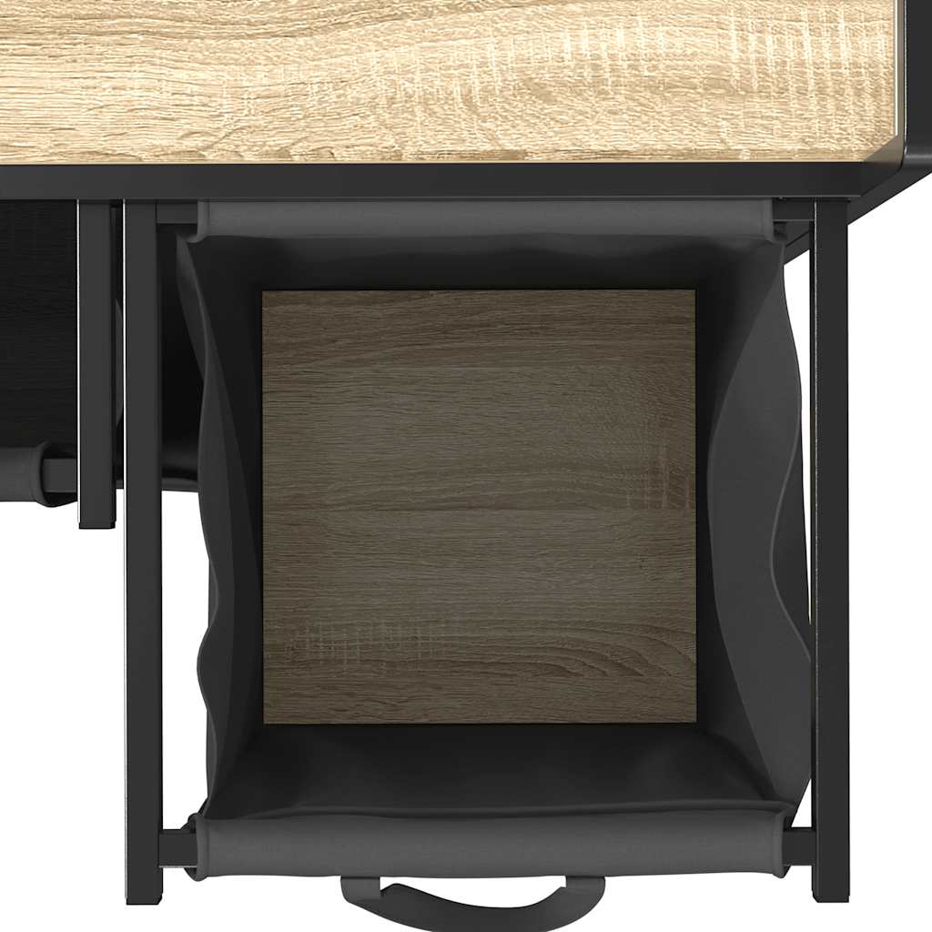 Laundry Basket 2 Compartments with Shelf Sonoma Oak