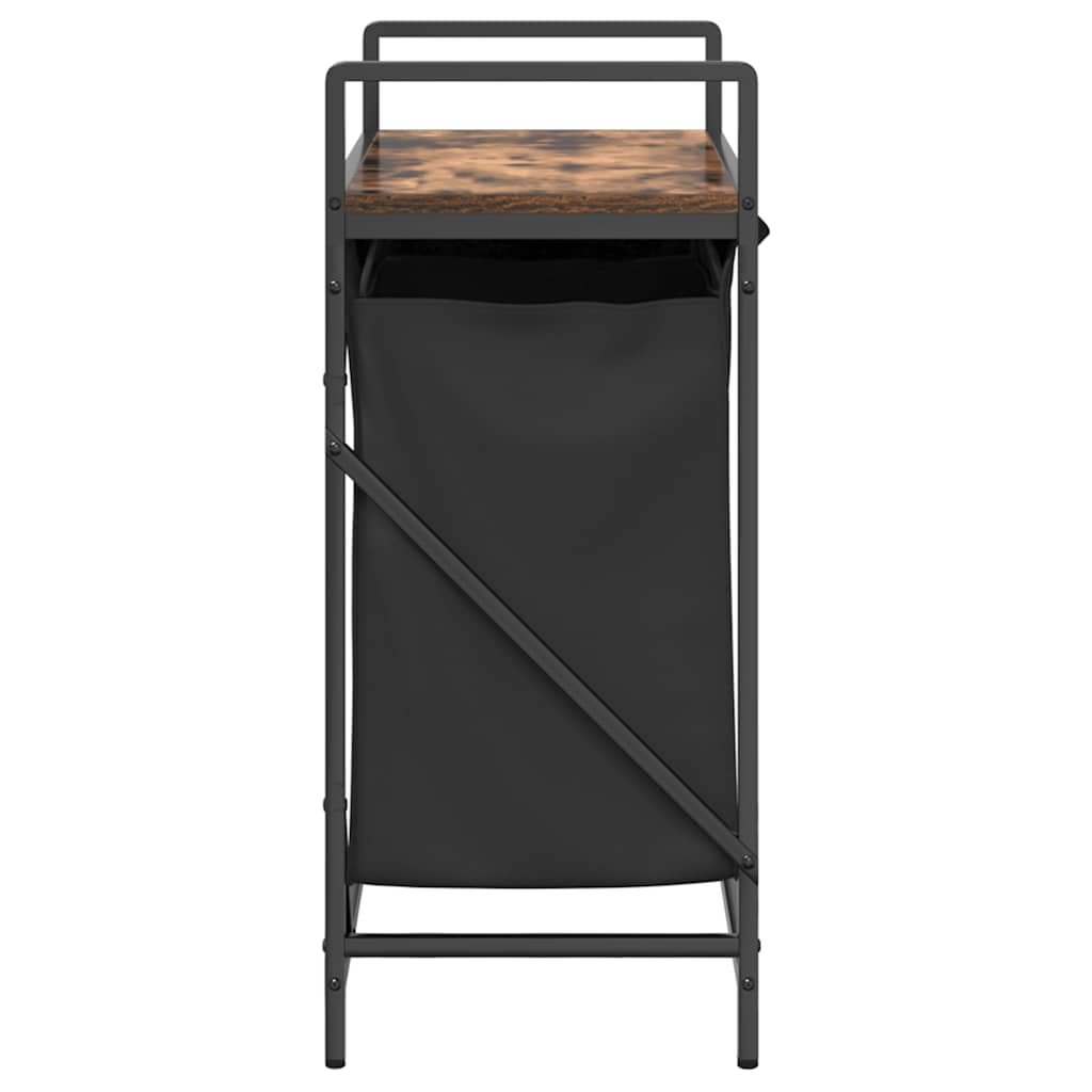 Laundry Basket 2 Compartments with Shelf Smoked Oak