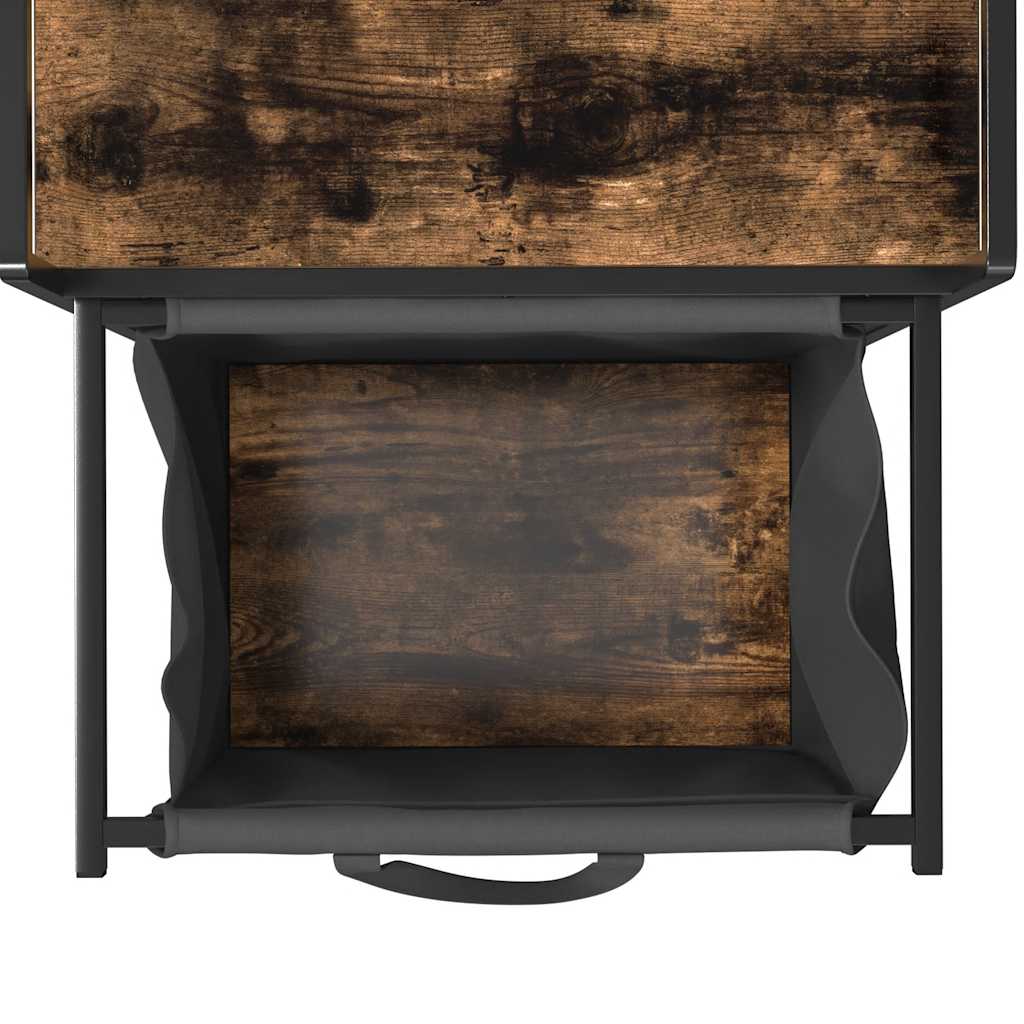 Laundry Basket 1 Compartment with Shelf Smoked Oak