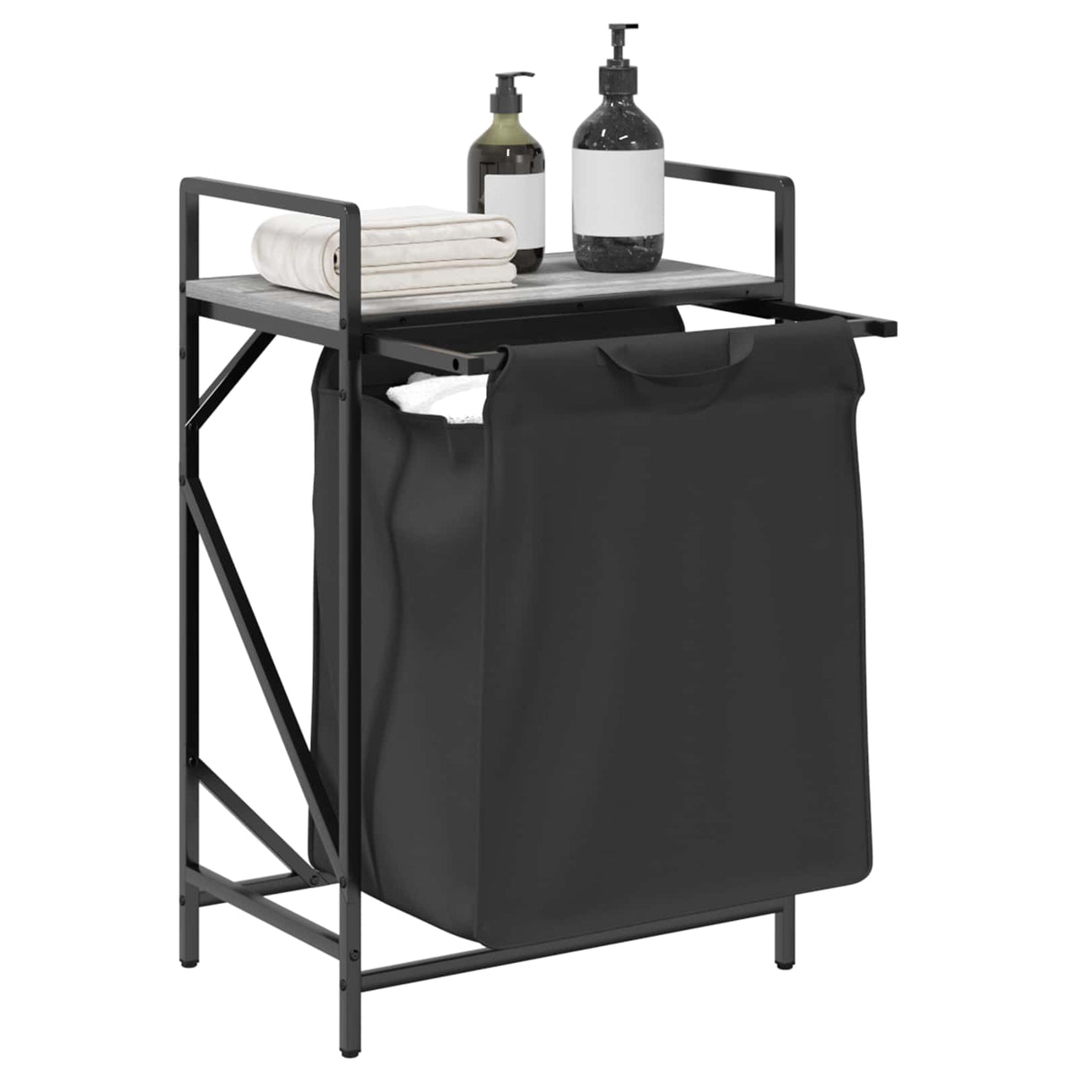 Laundry Basket 1 Compartment with Shelf Grey Sonoma