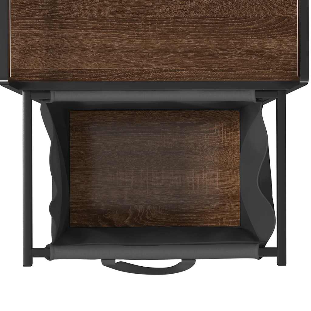 Laundry Basket 1 Compartment with Shelf Brown Oak