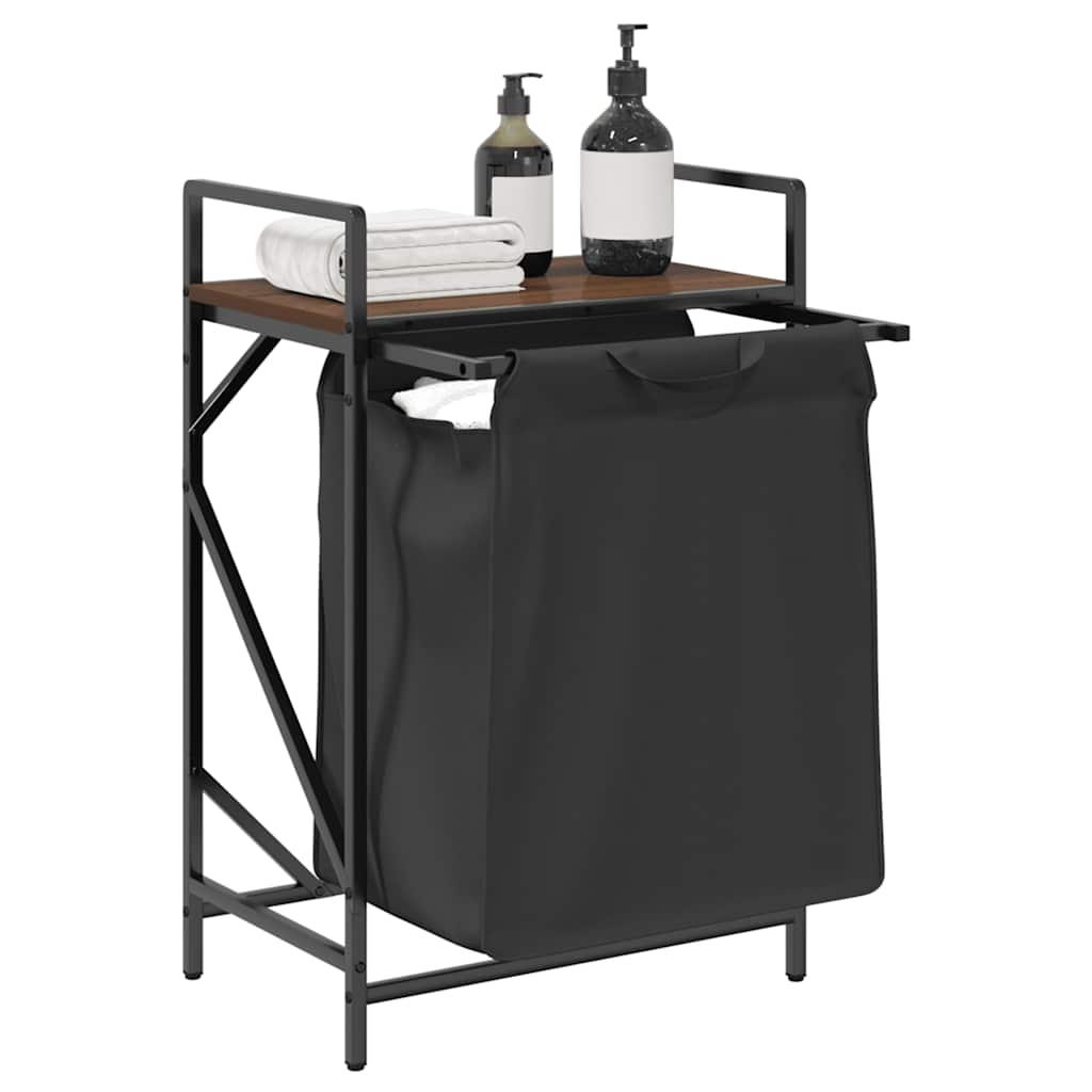 Laundry Basket 1 Compartment with Shelf Brown Oak