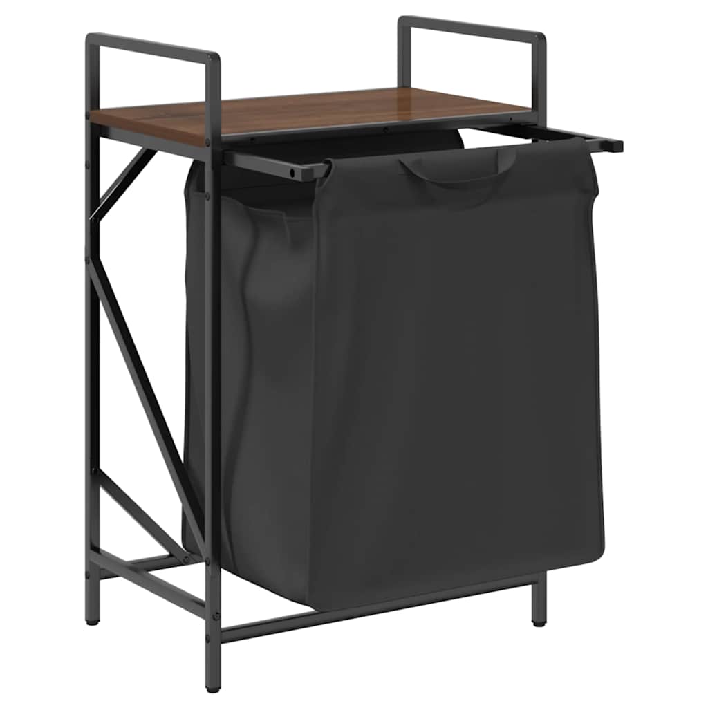 Laundry Basket 1 Compartment with Shelf Brown Oak