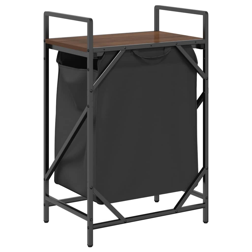 Laundry Basket 1 Compartment with Shelf Brown Oak