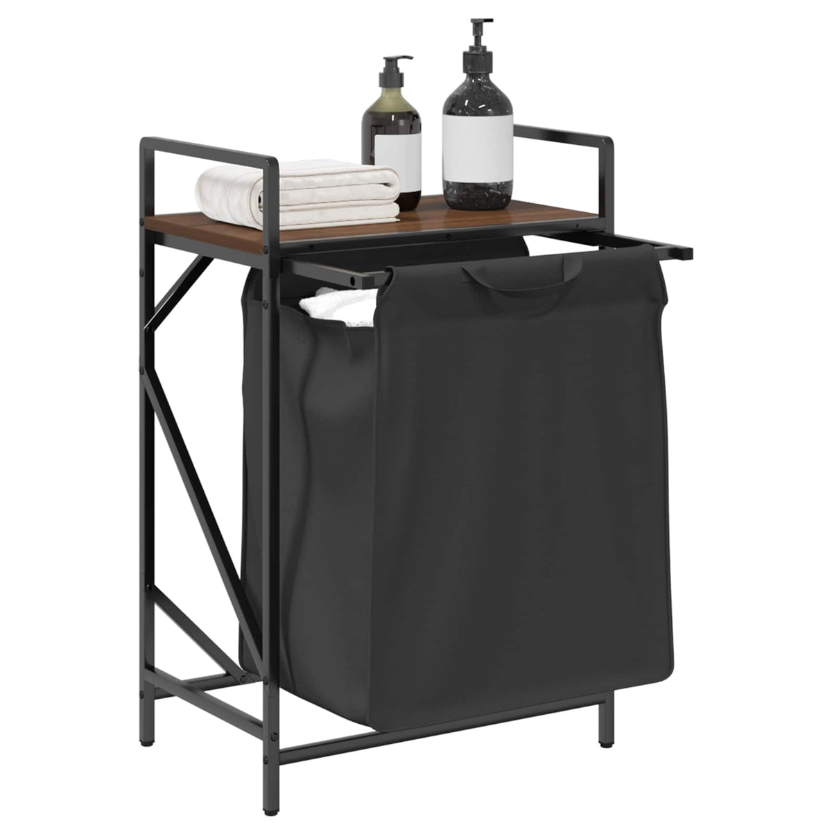 Laundry Basket 1 Compartment with Shelf Brown Oak