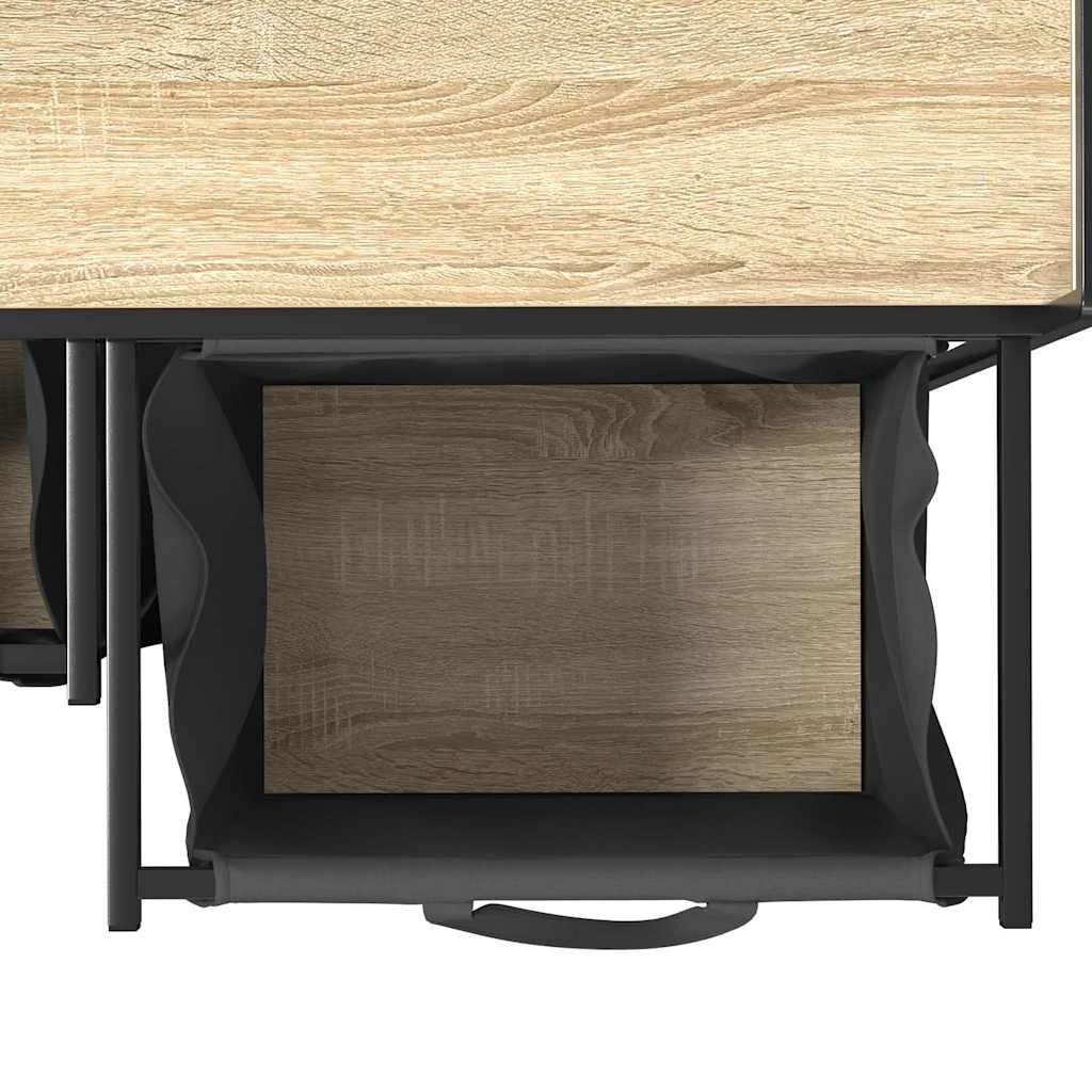 Laundry Basket 2 Compartments with Shelf Sonoma Oak