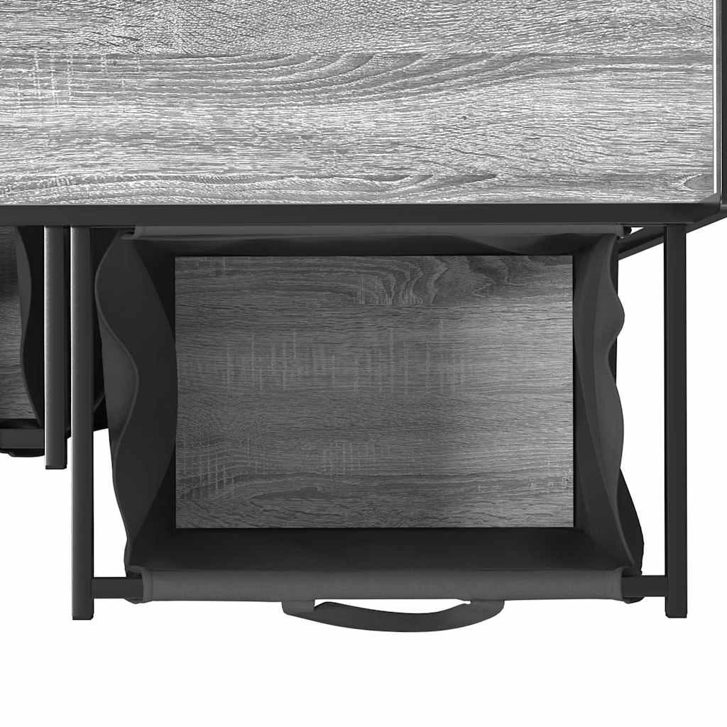 Laundry Basket 2 Compartments with Shelf Grey Sonoma