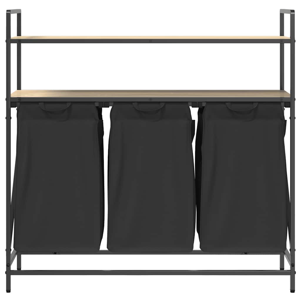 Laundry Basket 3 Compartments with Shelves Sonoma Oak