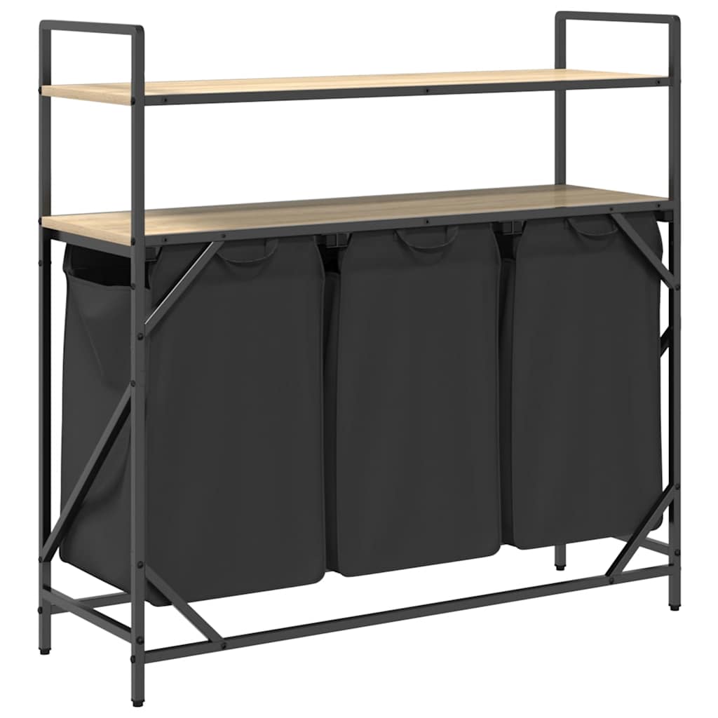 Laundry Basket 3 Compartments with Shelves Sonoma Oak
