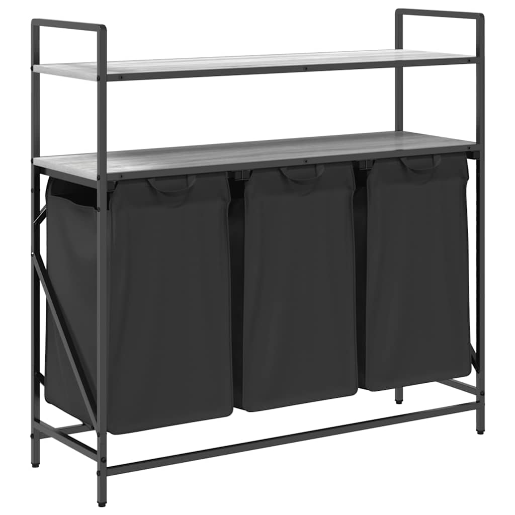 Laundry Basket 3 Compartments with Shelves Grey Sonoma