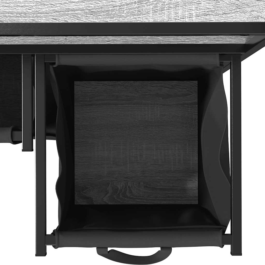 Laundry Basket 3 Compartments with Shelves Grey Sonoma