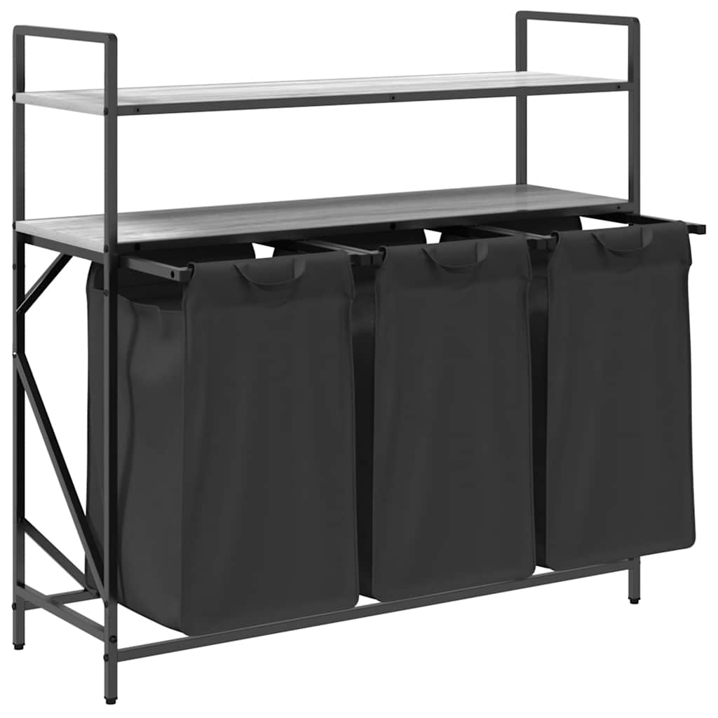 Laundry Basket 3 Compartments with Shelves Grey Sonoma