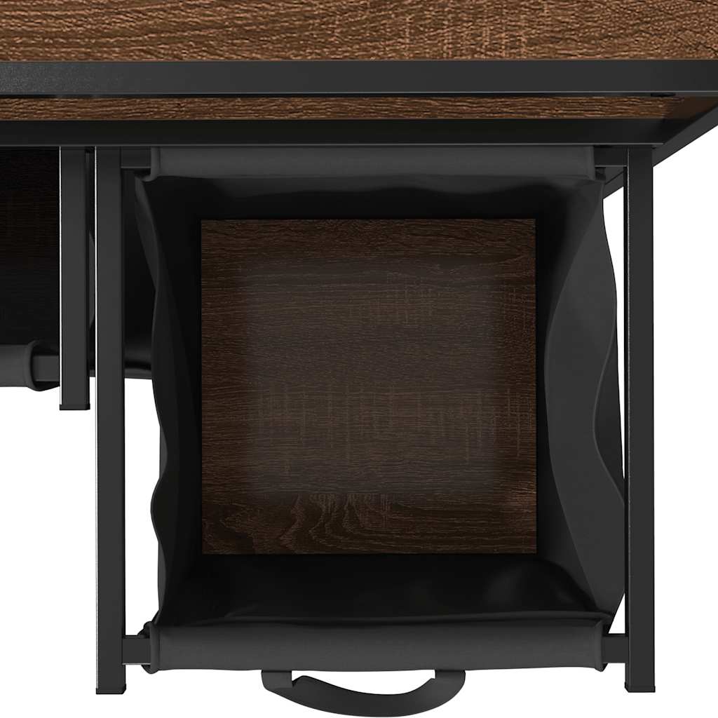 Laundry Basket 3 Compartments with Shelves Brown Oak