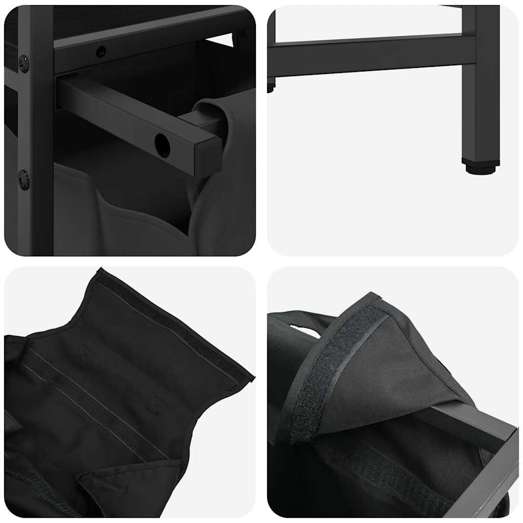Laundry Basket 2 Compartments with Shelves Black Oak