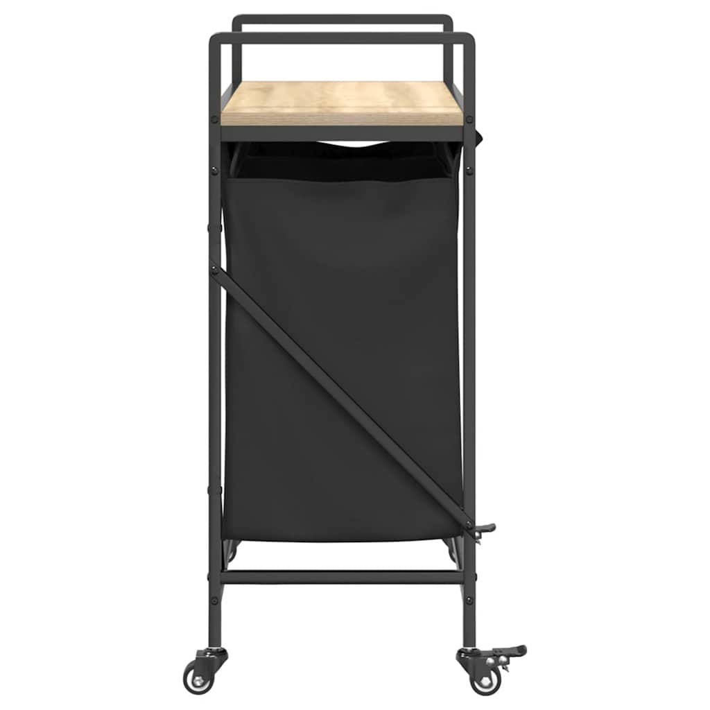 Laundry Basket 2 Compartments with Wheels Sonoma Oak