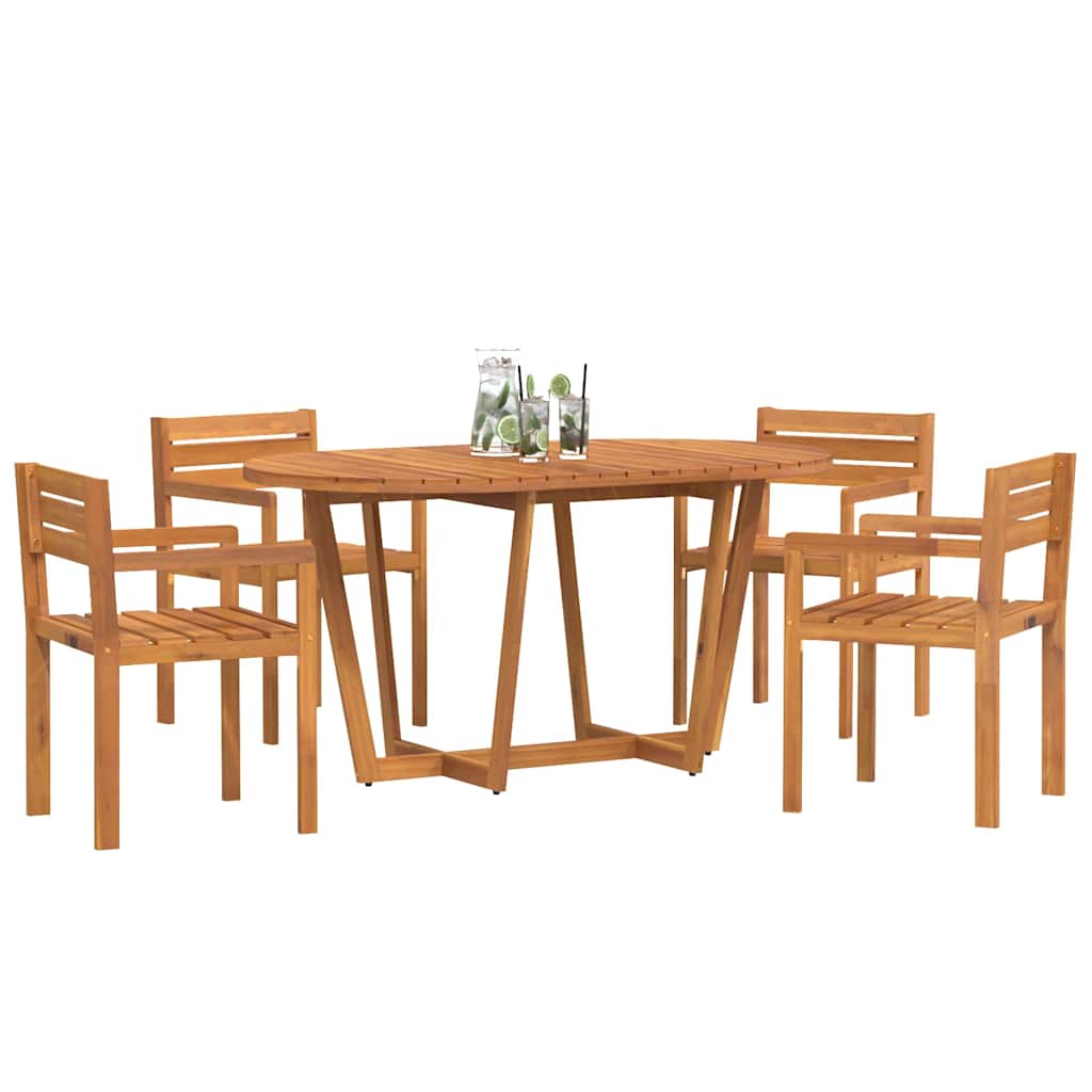 5 Piece Garden Dining Set Solid Wood Acacia