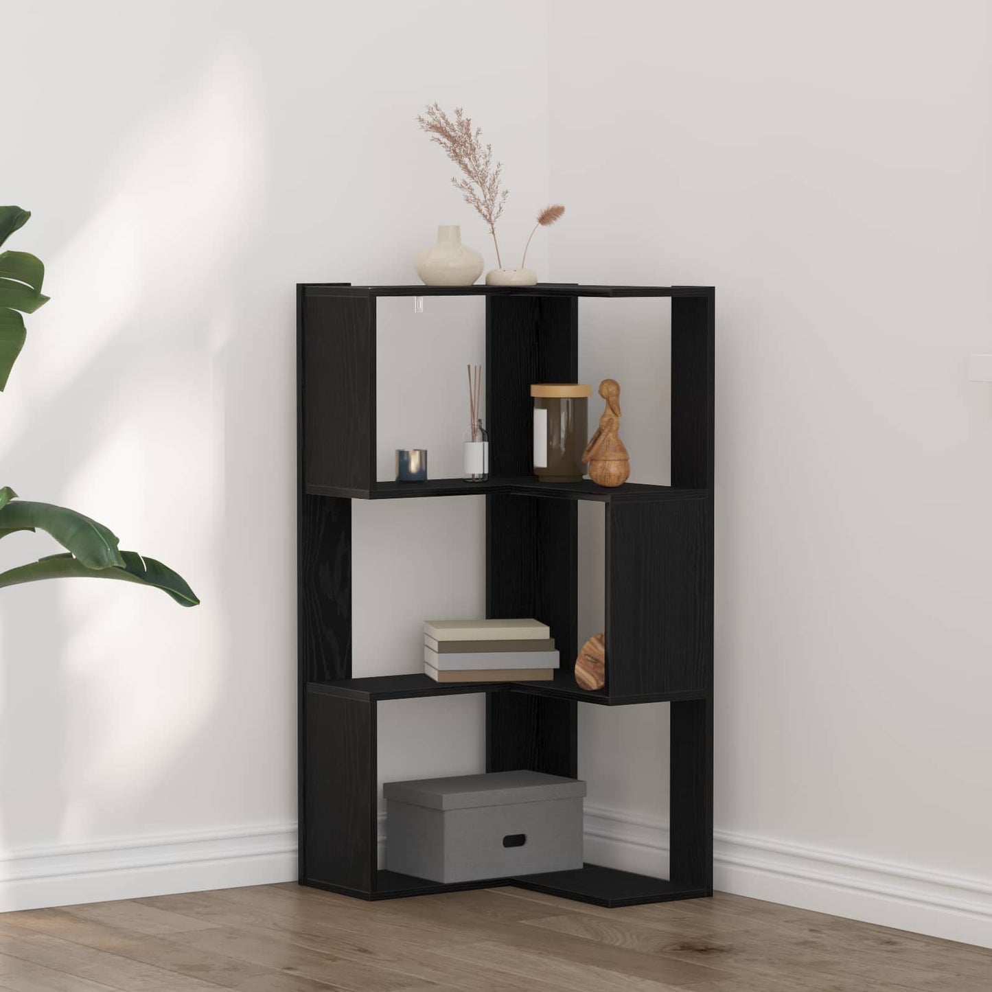 Bookcase 3-Tier 50 x 50 x102 cm Black Oak