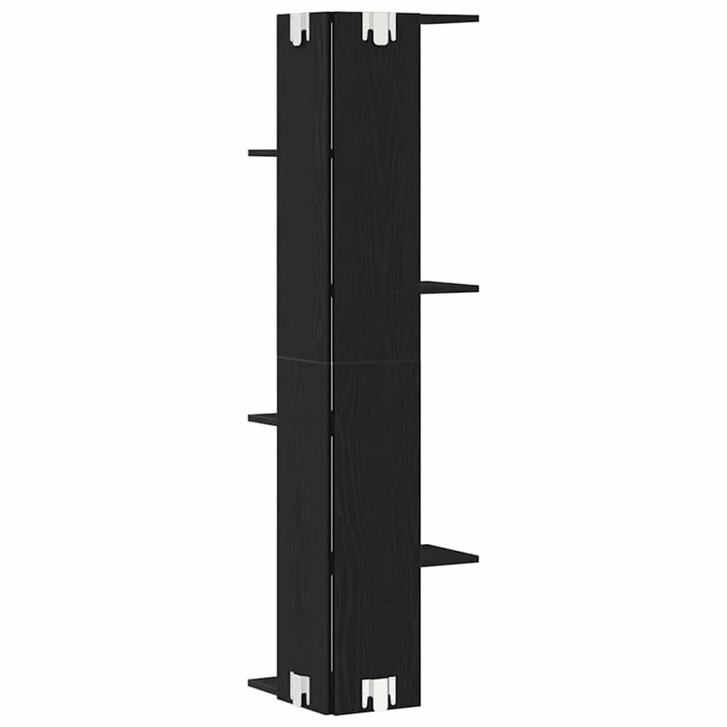 Wall Corner Shelf with Shelf Black Oak 36.5 x 36.5 x140 cm