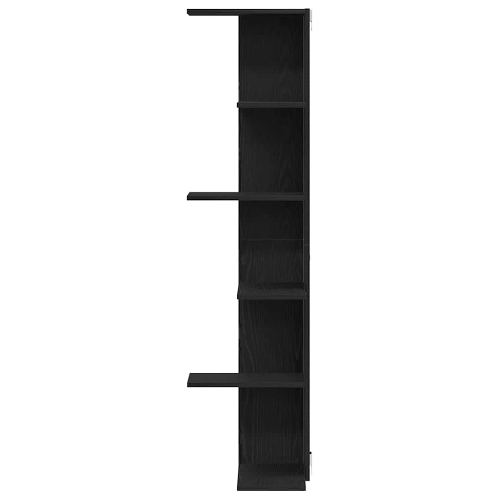 Wall Corner Shelf with Shelf Black Oak 36.5 x 36.5 x140 cm
