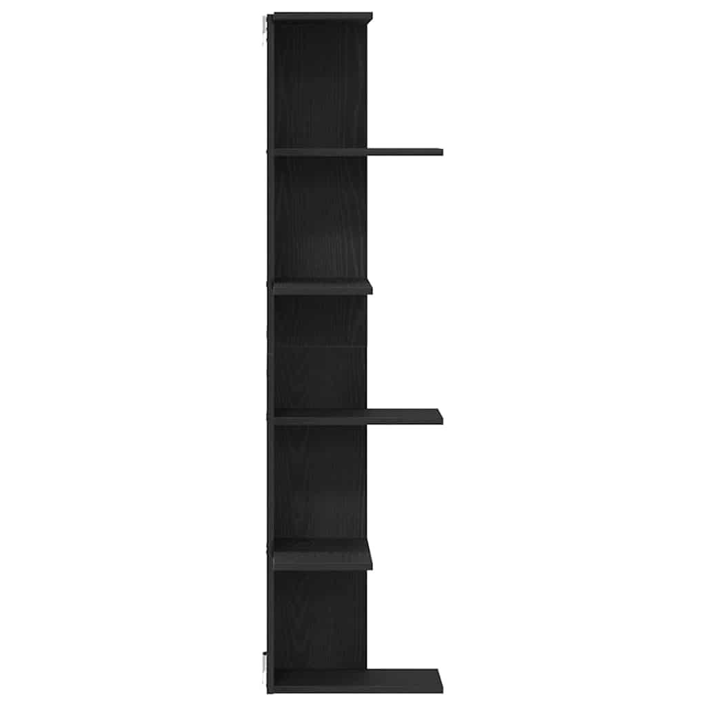 Wall Corner Shelf with Shelf Black Oak 36.5 x 36.5 x140 cm
