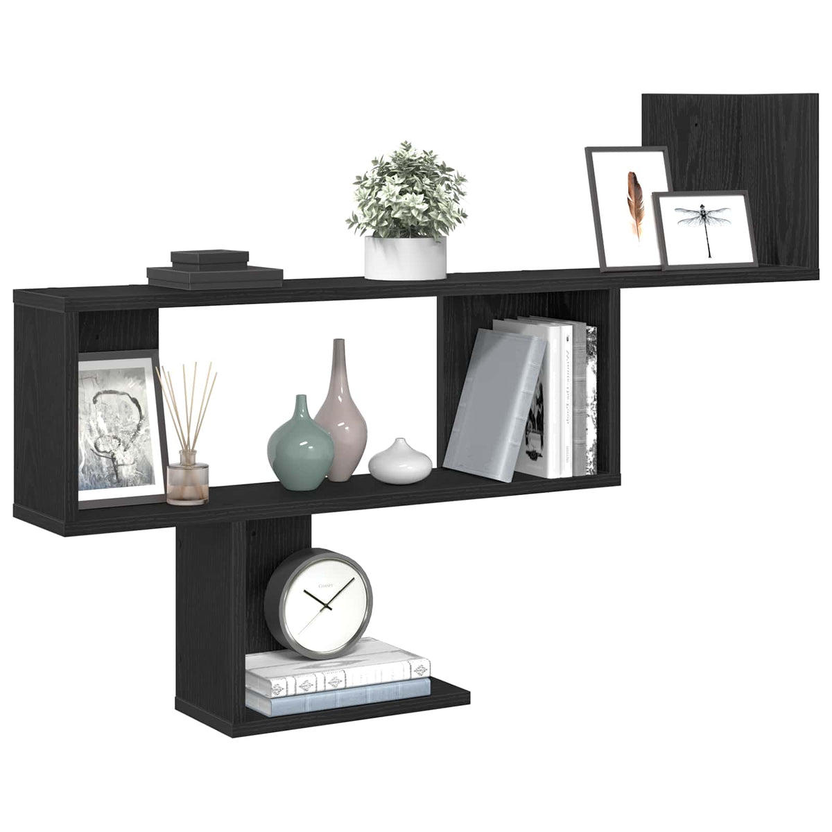 Wall Shelf Black Oak 100x15x70 cm Engineered Wood
