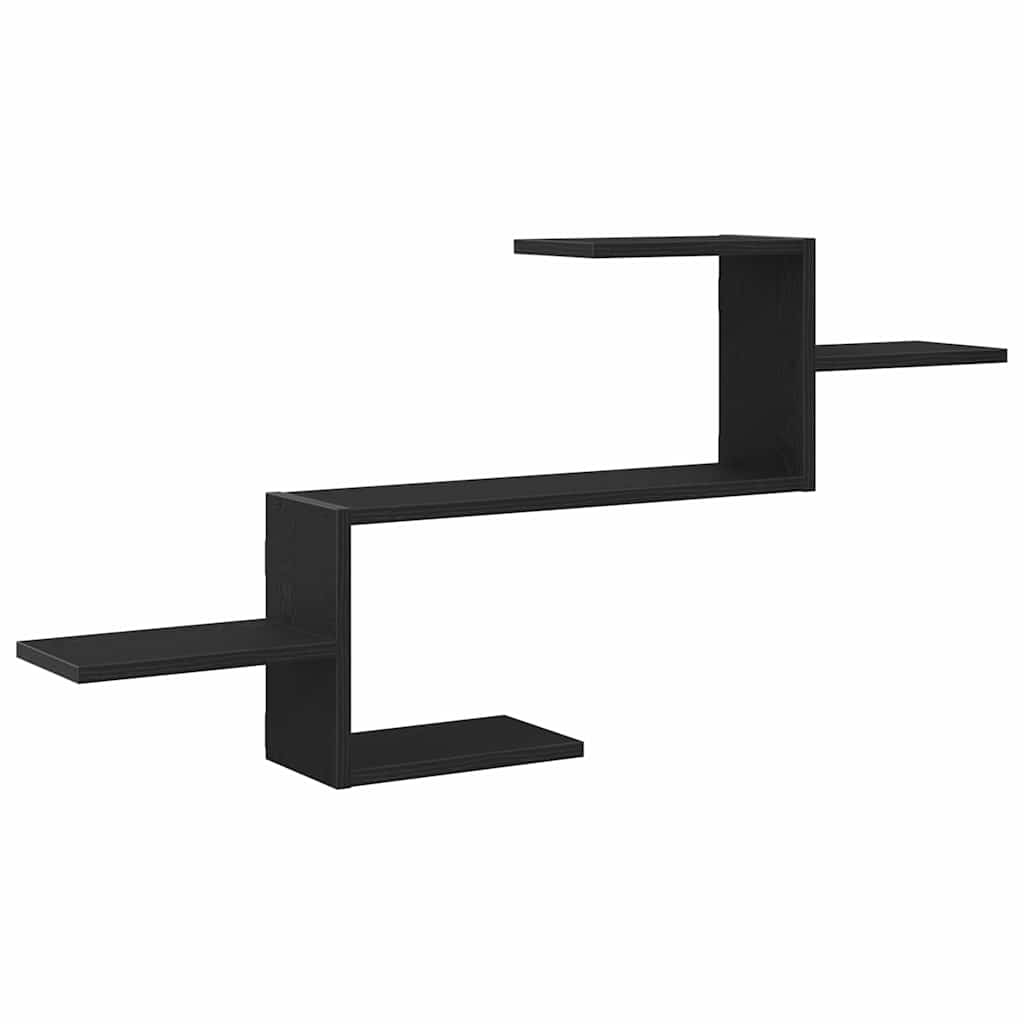 Wall Shelf Black Oak 104x15x49 cm Engineered Wood