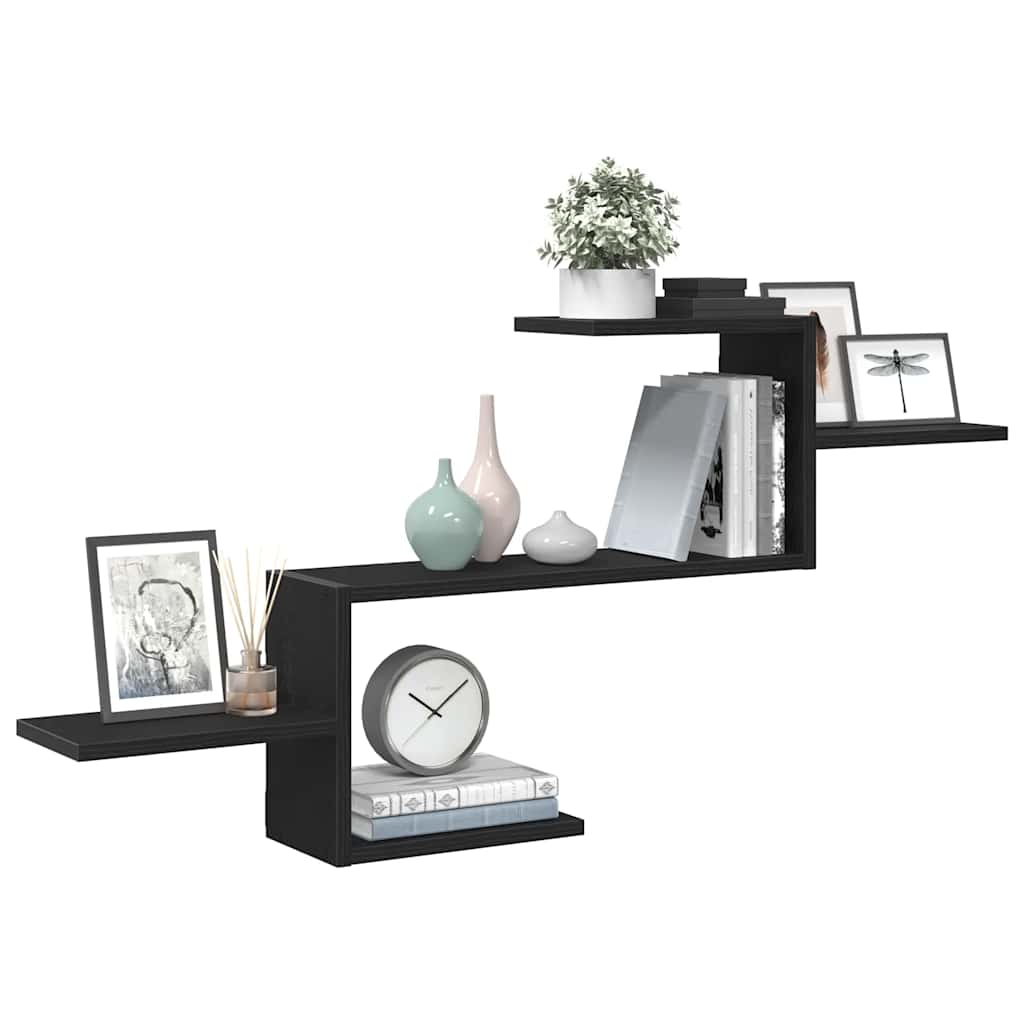 Wall Shelf Black Oak 104x15x49 cm Engineered Wood