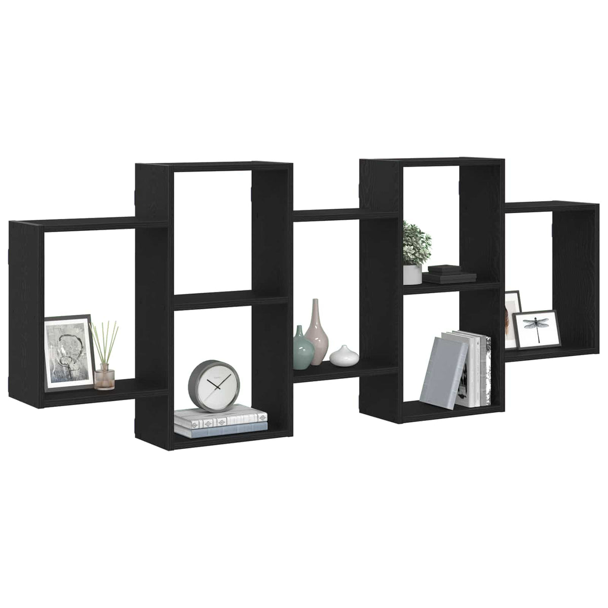 Wall Shelf Black Oak 159x18x65 cm Engineered Wood