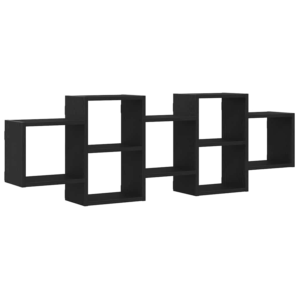 Wall Shelf Black Oak 129x18x42 cm Engineered Wood