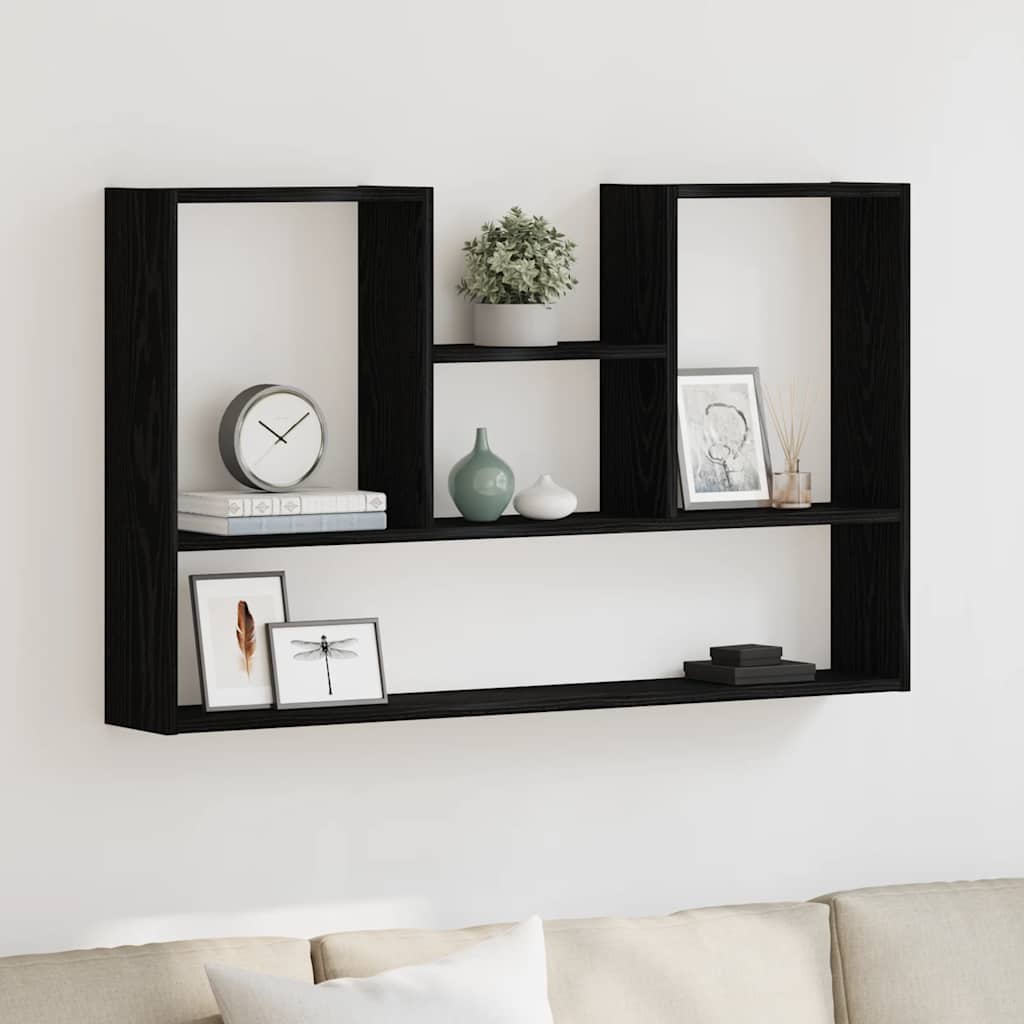 Wall Shelf Black Oak 99x15x60 cm Engineered Wood