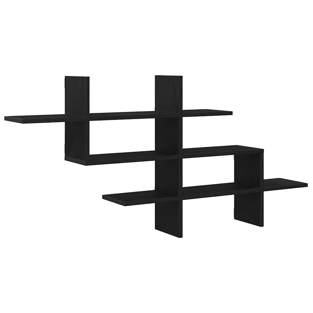 Wall Shelf Black Oak 124,5x18x60,5 cm Engineered Wood