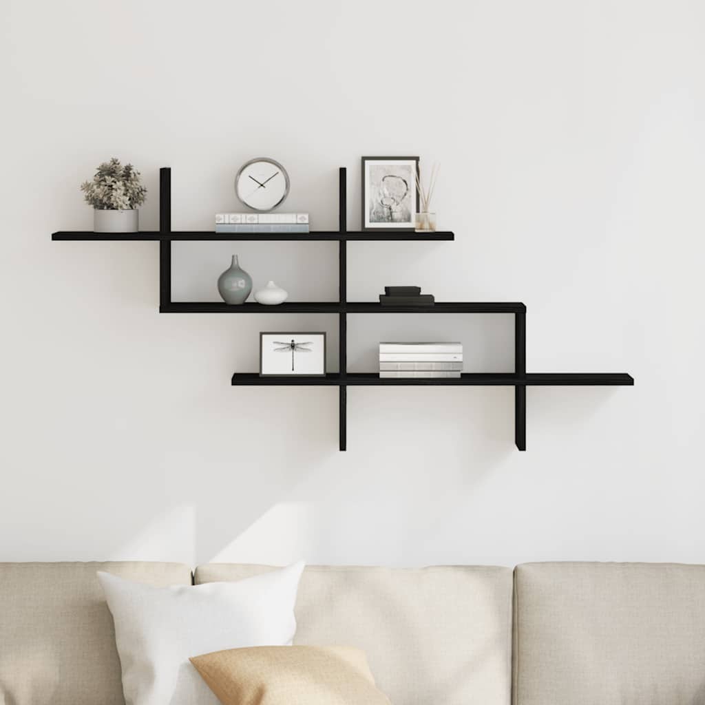Wall Shelf Black Oak 124,5x18x60,5 cm Engineered Wood