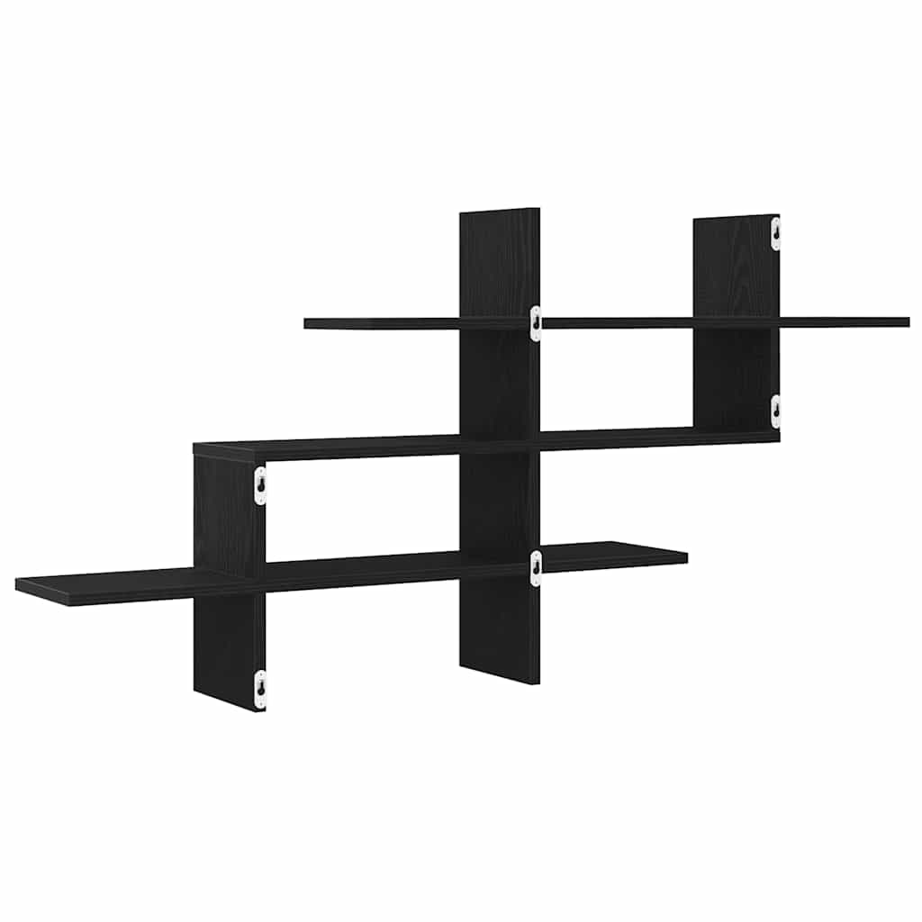 Wall Shelf Black Oak 124.5x18x60.5 cm Engineered Wood