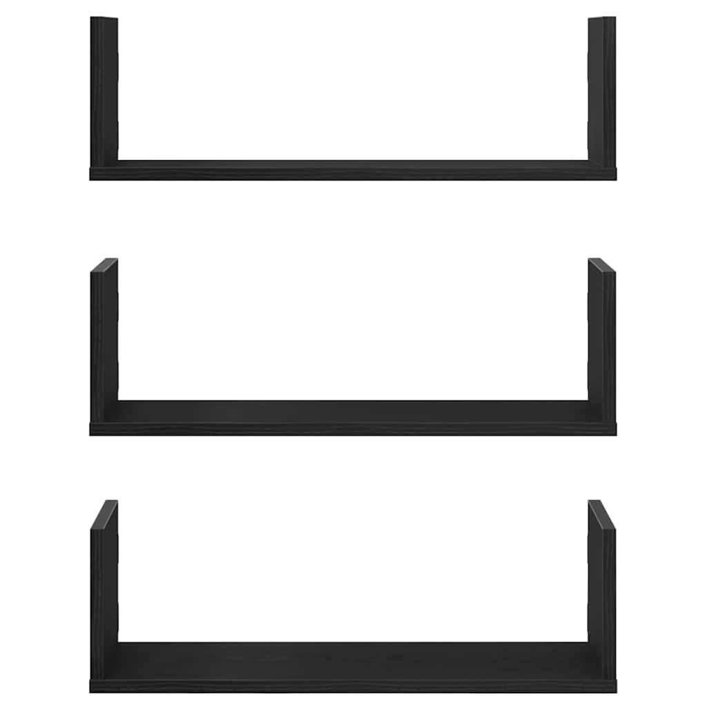 Wall Shelves 3 pcs Black Oak 58x18x18 cm Engineered Wood