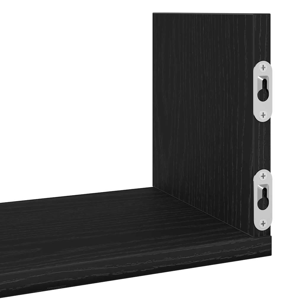 Wall Shelves 3 pcs Black Oak 58x18x18 cm Engineered Wood