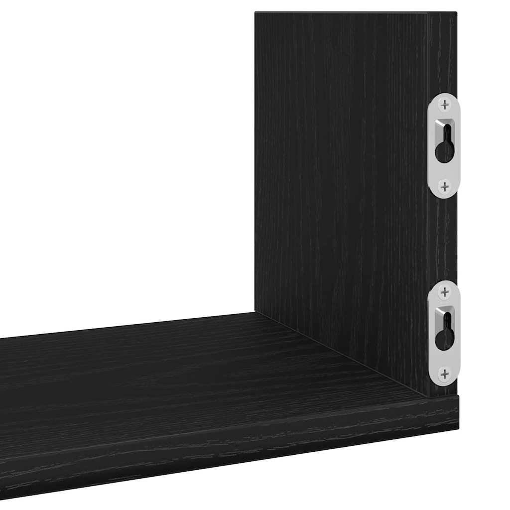 Wall Shelves 3 pcs Black Oak 80x18x18 cm Engineered Wood