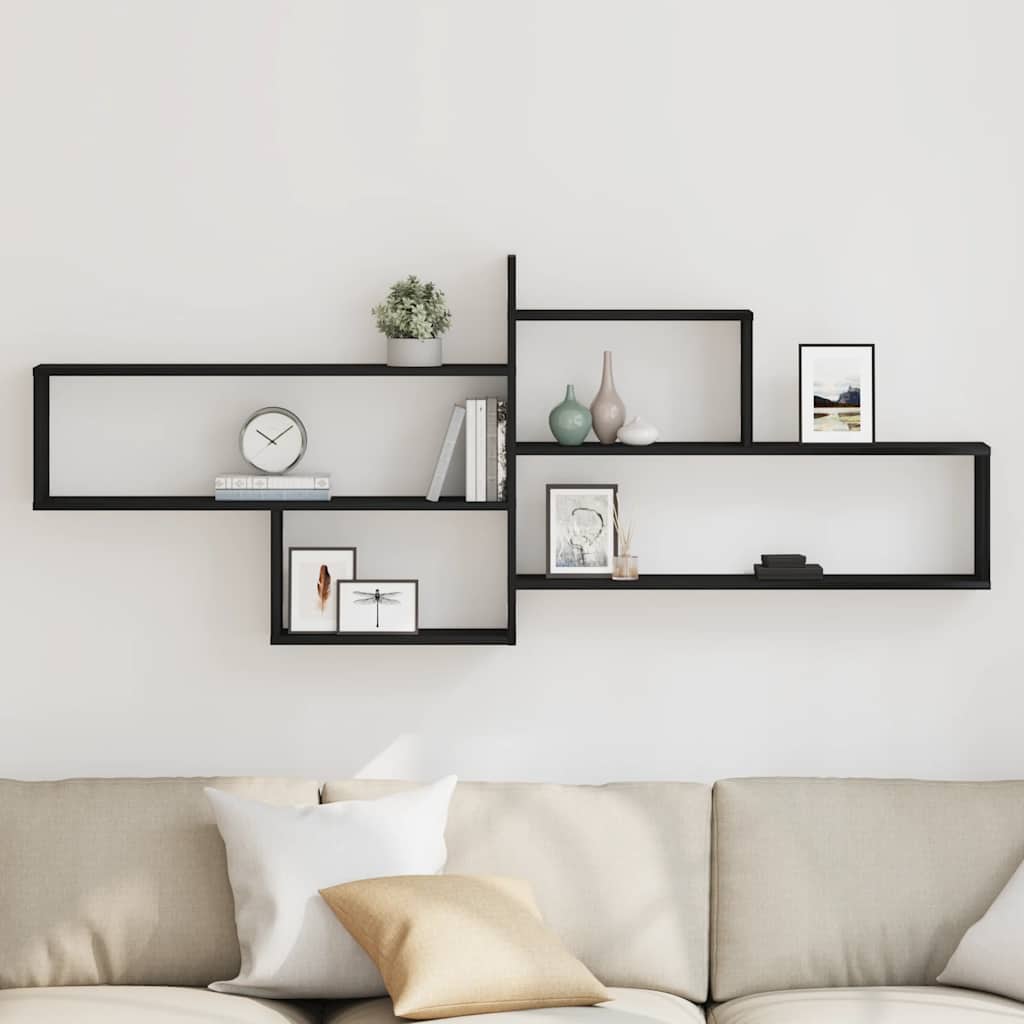 Wall Shelf Black Oak 167,5x18x68 cm Engineered Wood