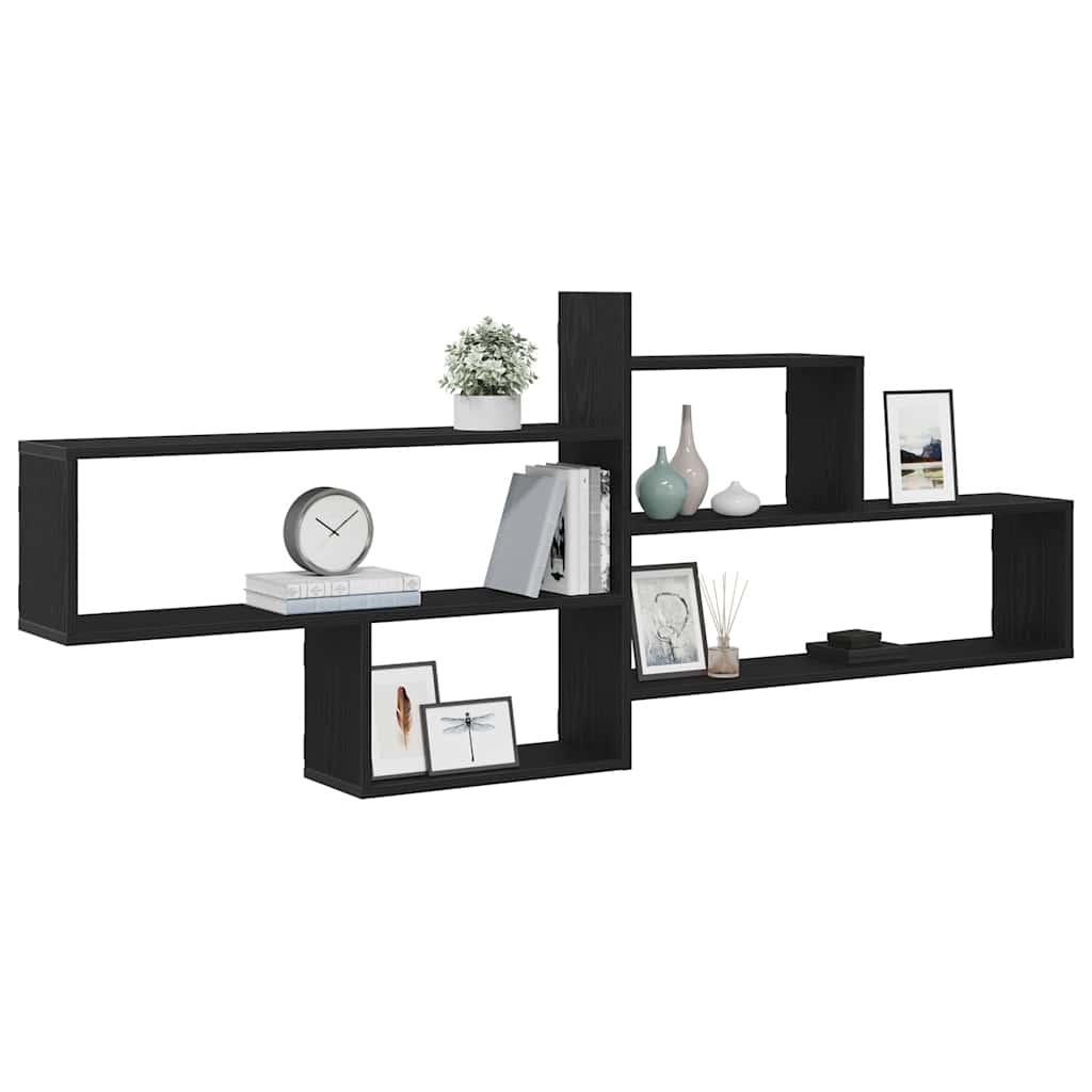 Wall Shelf Black Oak 167.5x18x68 cm Engineered Wood