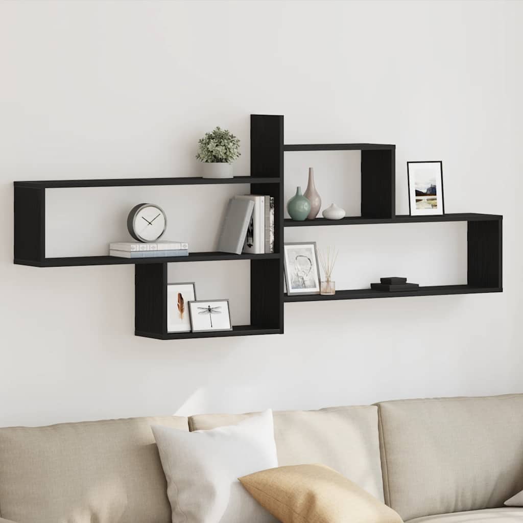Wall Shelf Black Oak 167.5x18x68 cm Engineered Wood