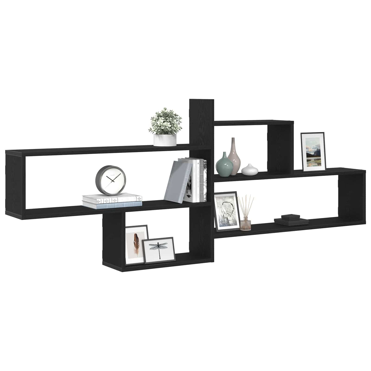 Wall Shelf Black Oak 167,5x18x68 cm Engineered Wood