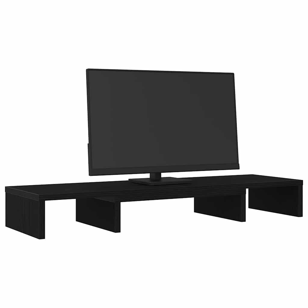 Monitor Stand Riser Adjustable Black Oak 80x24x10,5 cm
