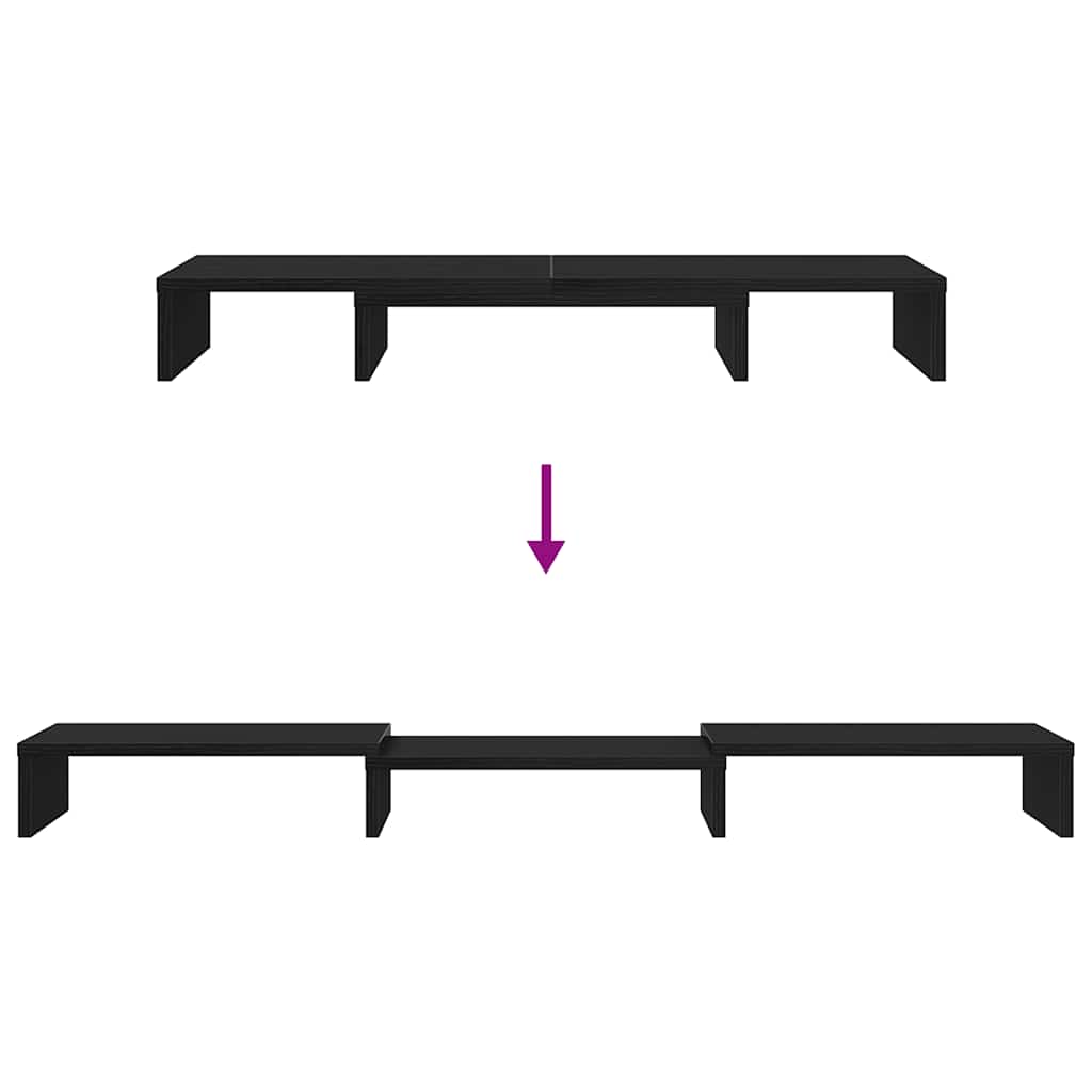 Monitor Stand Riser Adjustable Black Oak 80x24x10,5 cm