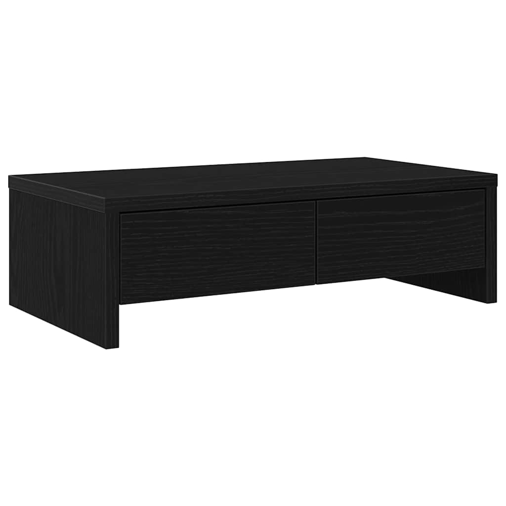 Monitor Stand with Drawers Black Oak 50x27x15cm Engineered Wood